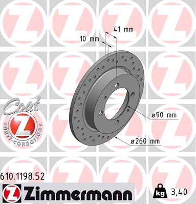 Zimmermann 610.1198.52 - Тормозной диск autosila-amz.com
