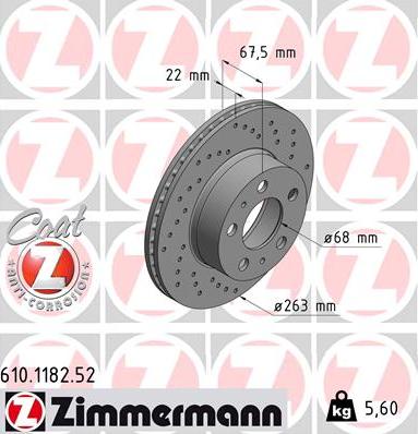 Zimmermann 610.1182.52 - Тормозной диск autosila-amz.com