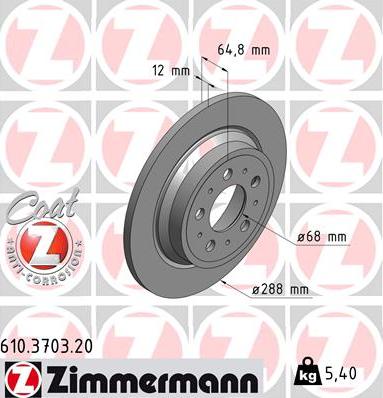 Zimmermann 610.3703.20 - Тормозной диск autosila-amz.com
