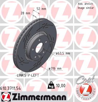 Zimmermann 610.3711.54 - Тормозной диск autosila-amz.com