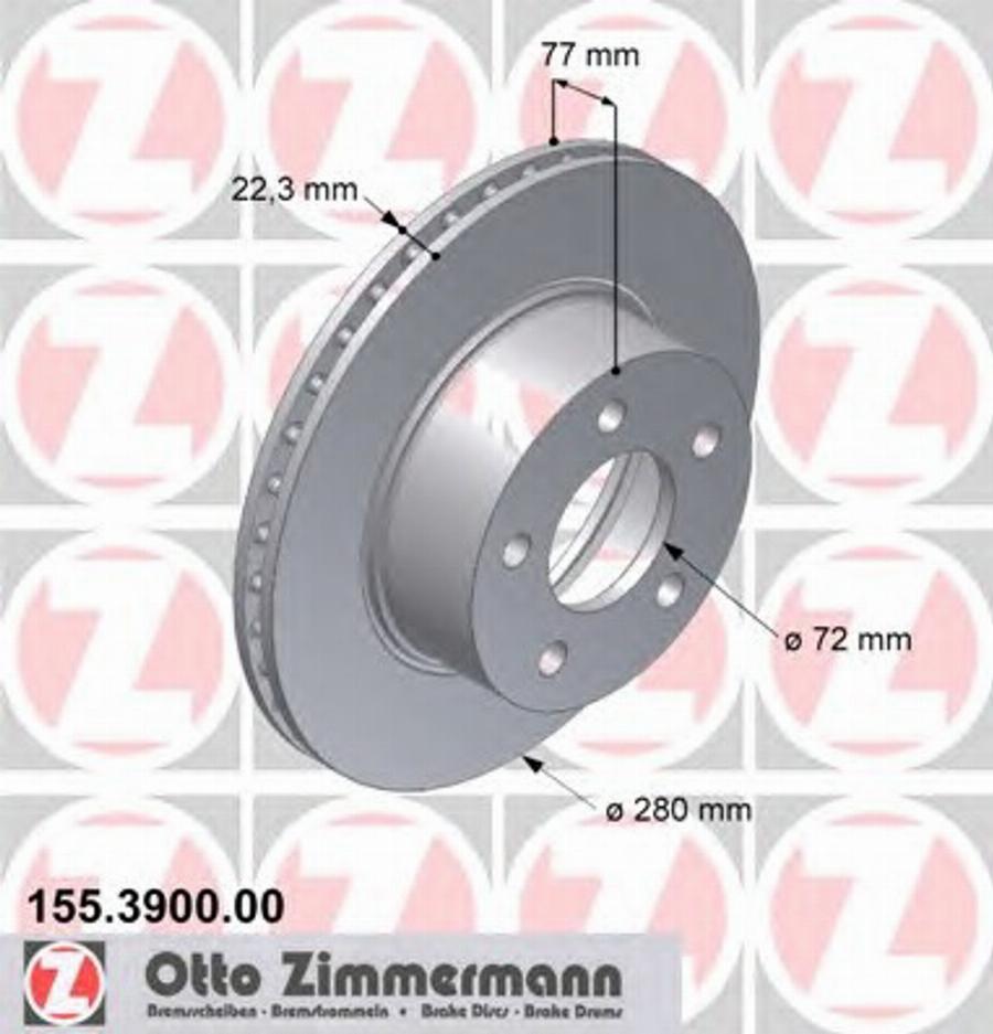 Zimmermann 155.3900.00 - Тормозной диск autosila-amz.com