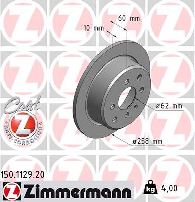 Zimmermann 150.1129.20 - Тормозной диск autosila-amz.com