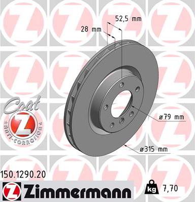 Zimmermann 150.1290.20 - Тормозной диск autosila-amz.com
