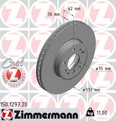 Zimmermann 150.1297.20 - Тормозной диск autosila-amz.com
