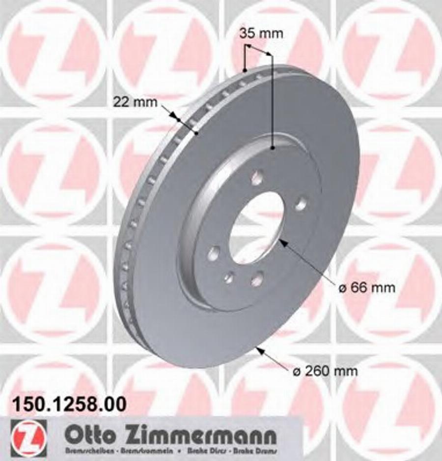 Zimmermann 150 1258 00 - Тормозной диск autosila-amz.com