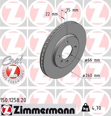 Zimmermann 150.1258.20 - Тормозной диск autosila-amz.com