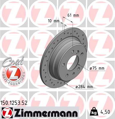 Zimmermann 150.1253.52 - Тормозной диск autosila-amz.com