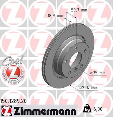 Zimmermann 150.1289.20 - Тормозной диск autosila-amz.com