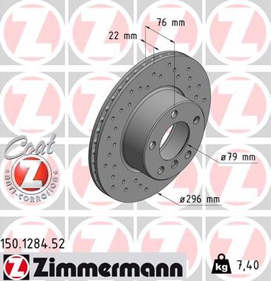 Zimmermann 150.1284.52 - Тормозной диск autosila-amz.com