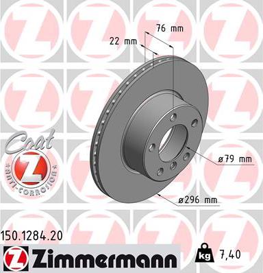 Zimmermann 150.1284.20 - Тормозной диск autosila-amz.com