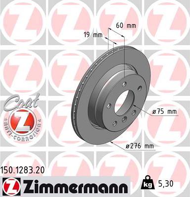 Zimmermann 150.1283.20 - Тормозной диск autosila-amz.com