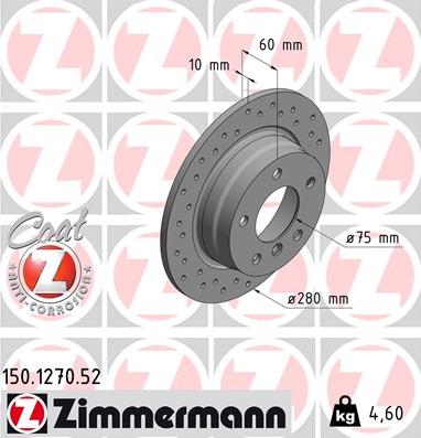 Zimmermann 150.1270.52 - Тормозной диск autosila-amz.com