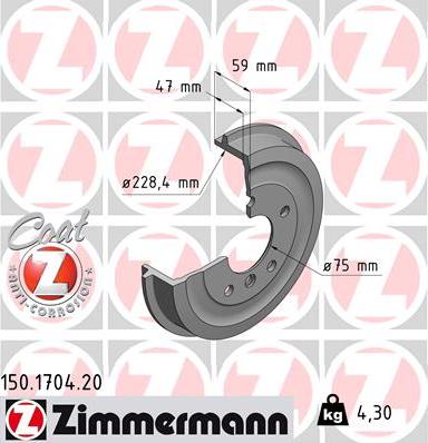 Zimmermann 150.1704.20 - Тормозной барабан autosila-amz.com