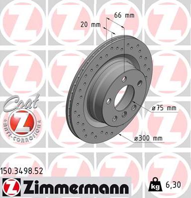 Zimmermann 150.3498.52 - Тормозной диск autosila-amz.com