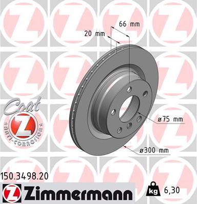 Zimmermann 150.3498.20 - Тормозной диск autosila-amz.com