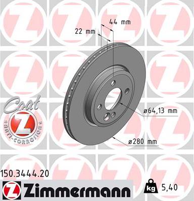 Zimmermann 150.3444.20 - Тормозной диск autosila-amz.com