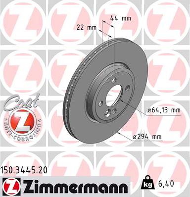 Zimmermann 150.3445.20 - Тормозной диск autosila-amz.com