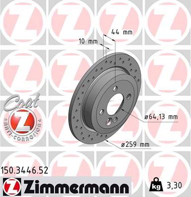 Zimmermann 150.3446.52 - Тормозной диск autosila-amz.com