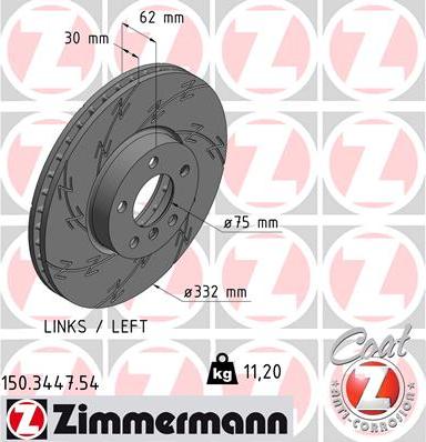 Zimmermann 150.3447.54 - Тормозной диск autosila-amz.com