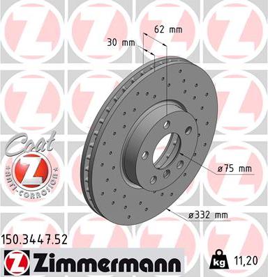 Zimmermann 150.3447.52 - Тормозной диск autosila-amz.com