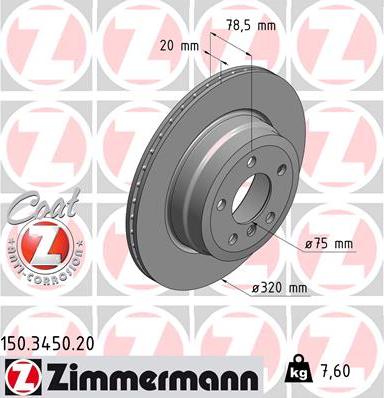 Zimmermann 150.3450.20 - Тормозной диск autosila-amz.com