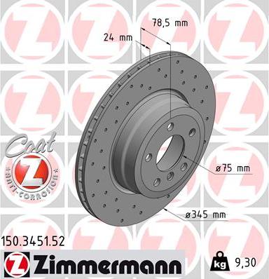 Zimmermann 150.3451.52 - Тормозной диск autosila-amz.com