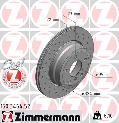 Zimmermann 150.3464.52 - Диск тормозной (заказывать 2шт./цена за1шт.) BMW SPORT с антикоррозионным покрытием Coat Z autosila-amz.com