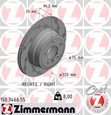 Zimmermann 150.3466.55 - Тормозной диск autosila-amz.com