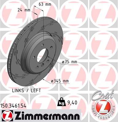 Zimmermann 150.3461.54 - Тормозной диск autosila-amz.com