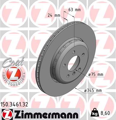 Zimmermann 150.3461.32 - Тормозной диск autosila-amz.com