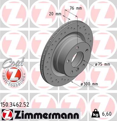 Zimmermann 150.3462.52 - Тормозной диск autosila-amz.com