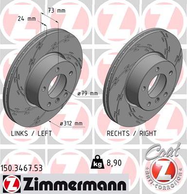 Zimmermann 150.3467.53 - Тормозной диск autosila-amz.com