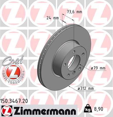 Zimmermann 150.3467.20 - Тормозной диск autosila-amz.com