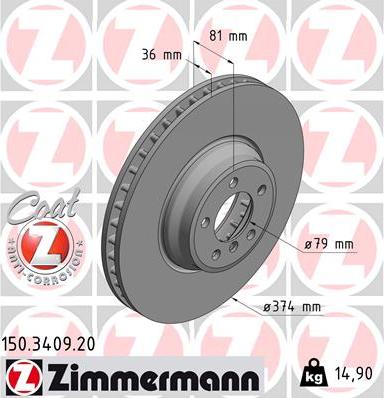 Zimmermann 150.3409.20 - Тормозной диск autosila-amz.com