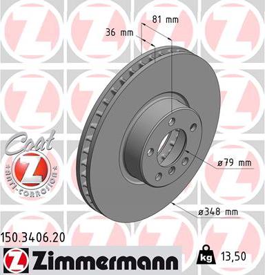 Zimmermann 150.3406.20 - Тормозной диск autosila-amz.com