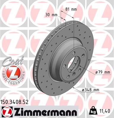 Zimmermann 150.3408.52 - Тормозной диск autosila-amz.com