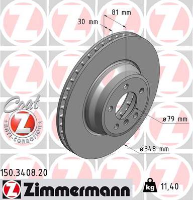 Zimmermann 150.3408.20 - Тормозной диск autosila-amz.com