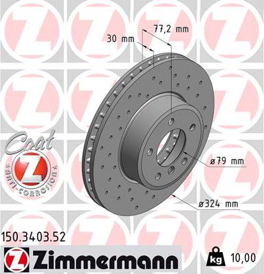 Zimmermann 150.3403.52 - Тормозной диск autosila-amz.com