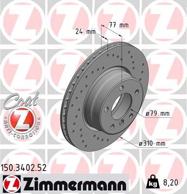 Zimmermann 150.3402.52 - Тормозной диск autosila-amz.com