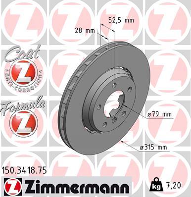 Zimmermann 150.3418.75 - Тормозной диск autosila-amz.com