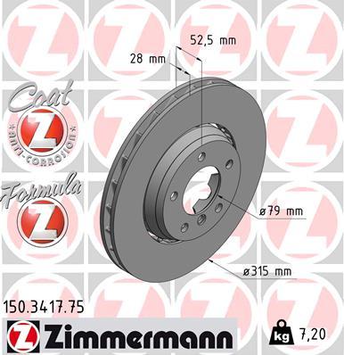 Zimmermann 150.3417.75 - Тормозной диск autosila-amz.com