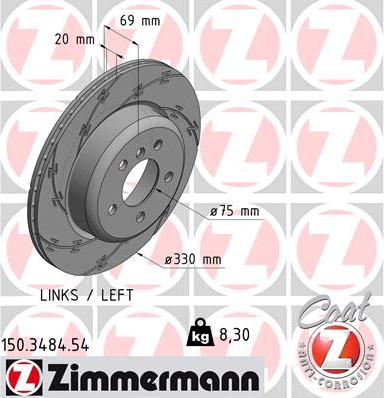 Zimmermann 150.3484.54 - Тормозной диск autosila-amz.com
