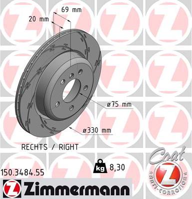 Zimmermann 150.3484.55 - Тормозной диск autosila-amz.com