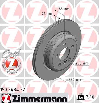 Zimmermann 150.3484.32 - Тормозной диск autosila-amz.com