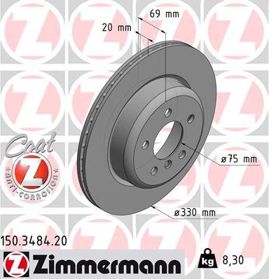 Zimmermann 150.3484.20 - Тормозной диск autosila-amz.com