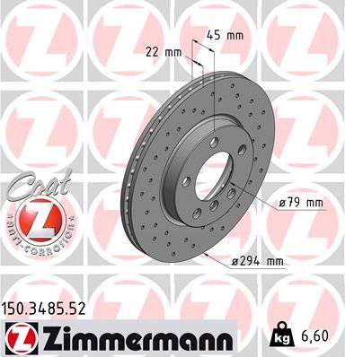 Zimmermann 150.3485.52 - Тормозной диск autosila-amz.com