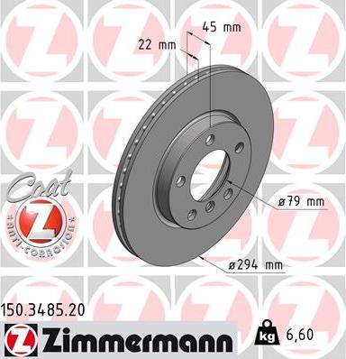 Zimmermann 150.3485.20 - Тормозной диск autosila-amz.com