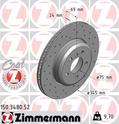 Zimmermann 150.3480.52 - Тормозной диск autosila-amz.com