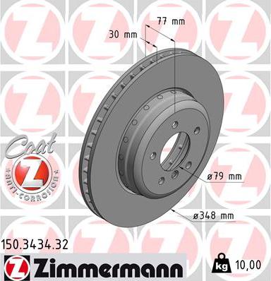 Zimmermann 150.3434.32 - Тормозной диск autosila-amz.com