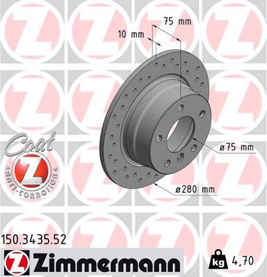 Zimmermann 150.3435.52 - Тормозной диск autosila-amz.com